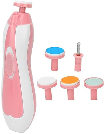 Elektrisk Babynagelklippare, Utbytbar Nagelfil för Spädbarn med Låg Vibration, Lätt med 6 Sliphuvuden för Tånaglar (Rosa)