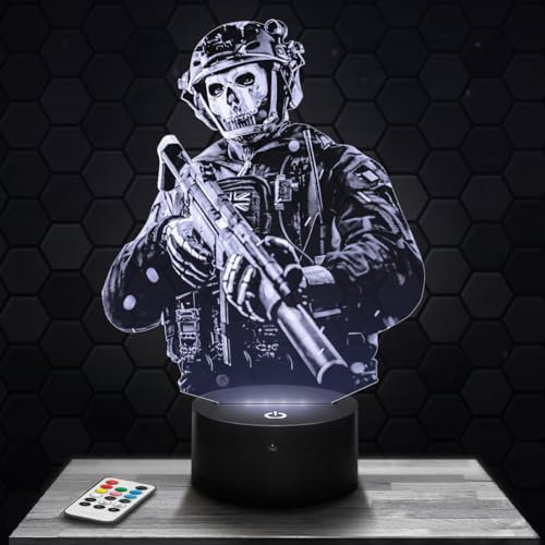 Lampephoto.fr - Lámpara 3D Cod Mw2 Simon Ghost Riley Decoración Habitación Niño Gaming Gamer Juegos Video Idea de Regalo, Decoración de Oficina, Lámpara de Mesilla, Led Ilusión 3D, Merchandising TOP