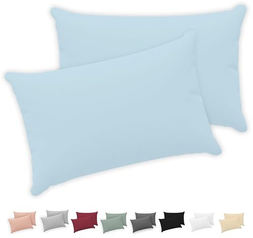 Twinzen® Kissenbezug 30x50 (2er-Set) - 100% Jersey Baumwolle 150 GSM Kissenbezüge - Blau - Für Kissenbezüge 30x50 cm - Kissenhülle - Kissenbezug mit Reißverschluss - Oeko-Tex Zertifiziert