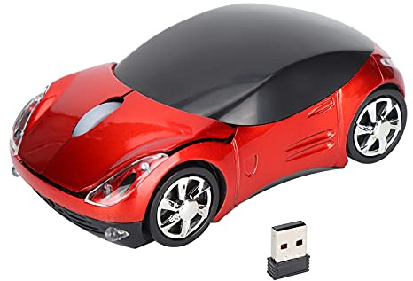 Souris Sans Fil Forme De Voiture Rouge Design Ergonomique Pour Ordinateur Portable Et Bureau Positionnement Optique Précis Récepteur USB Inclus Autonomie Élevée