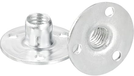 QUARKZMAN Tuerca Tee de Agujero Brad M8, M8X28X1.2Mm, 12pcs | Acero al Carbono con Base Redonda Tuerca en T Atornillable de Muebles Tuerca de Inserción de Hilo Hembra de Brida,