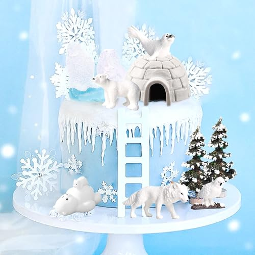 Polar Arctic Animal Cake Topper Antarctic Animal Birthday Party Supplies Winter Wonderland Party Favors Polar Bear Snow Leopard Arctic Fox for Birthday