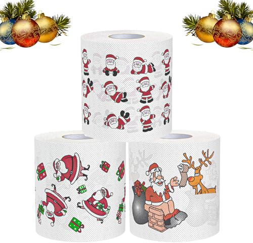 3 rouleaux de papier toilette de Noël, parfum drôle de papier toilette, nouveauté amusante, rouleau de papier toilette, cadeau amusant pour Noël, cadeau de Noël