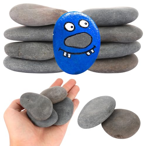 LDXDRU 18 Pack 5-8cm / 2-3 inch Flat Pebbles for Painting, Black Rocks for Crafting, Natural River Rocks Smooth Stones for Crafts Arts Garden Decoration