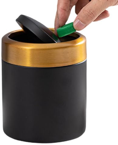 Generisch Cubo de basura para el escritorio, cubo de basura de mesa, cubo de basura de mesa de 1,5 l, pequeña cesta de basura de acero inoxidable 304 con tapa basculante para encimera, mesa