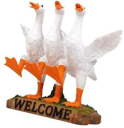Sharplace DREI Enten-Willkommensschild, Entenstatue, Dekoration für den Innenbereich, Geschenksammlung, Tischdekoration für Hotels, Tierfigur,
