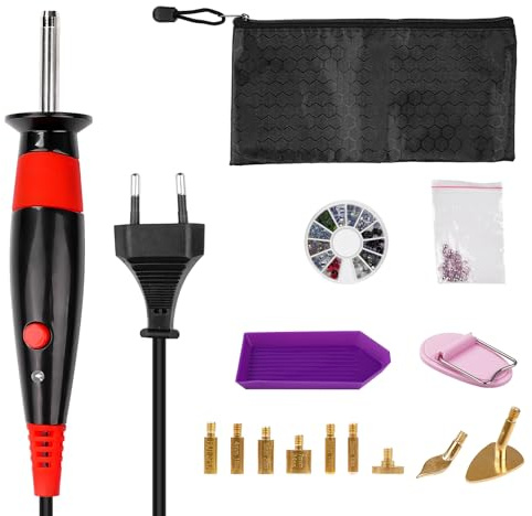LetCart Set di fissaggio a caldo - Applicatore professionale con 9 inserti per tessuto, pelle e progetti fai da te