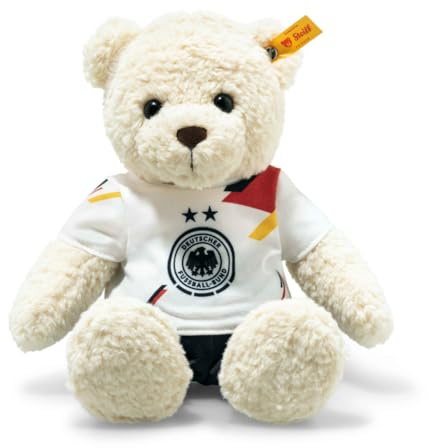 Steiff Kuscheltier Mila Teddybär DFB-Edition, Süßes Fußball Stofftier im Deutschland-Trikot, Kinder, Jungen & Mädchen, Friends, 30 cm, Beige, 988837