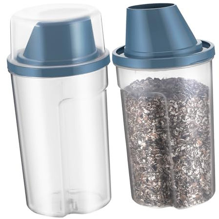 FUTUREORYY Contenitore per Crocchette Cani Ermetico 1000ml, 2 Pezzi Pp Blu