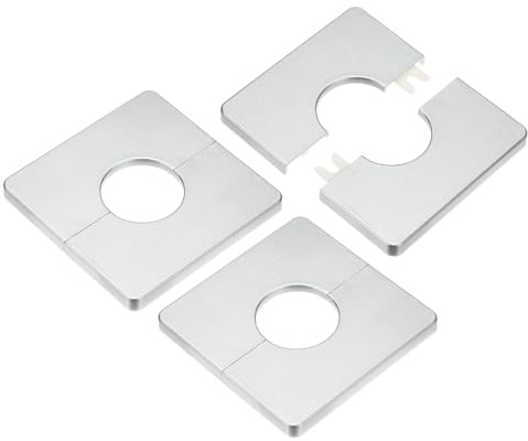 M METERXITY Pack De 3 Brida De Pared Partida, Placa De Escudo Autoadhesiva Cuadrada De ABS Para Accesorios De Tubería De 32 mm/1.26 In De Diámetro [Plateado, 7 mm/0.28 In De Altura]