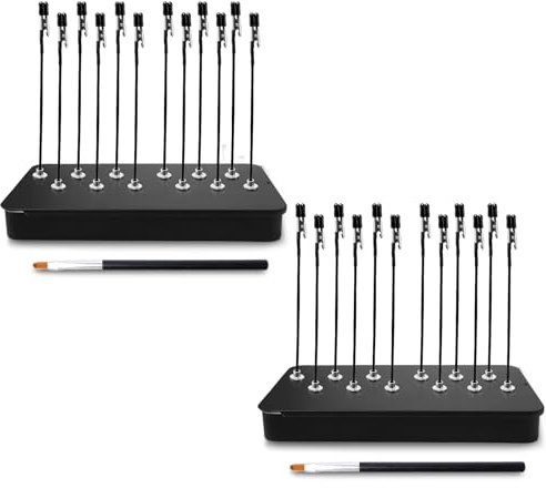 Keboyoe 24 pezzi Terza mano per saldatura con base magnetica supporto flessibile per saldatura clip a coccodrillo magnetiche da 15 cm con 2 spazzole e 2 basi per scatola di ferro per supporto per sald