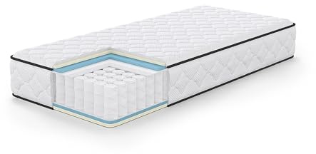 AKORD 7-Zonen Taschenfederkernmatratze 90x200 cm, H3 (Mittelfest), 11 Schichten, Inklusive Matratzenschoner mit Gummizug, Wendbare Rollmatratze, Oeko-TEX® Zertifiziert, Ergonomische Mattress, 16,7 kg