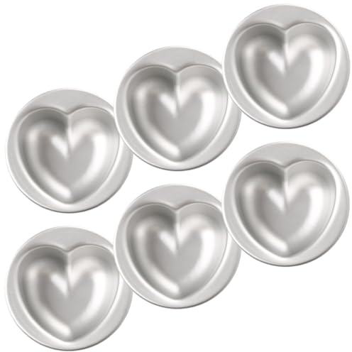 Operitacx 6 Moldes para Pasteles Forma de Corazón de Aleación de Aluminio, Fáciles de Almacenar Buena Conductividad Térmica para Hornear en Casa o Tienda Profesional