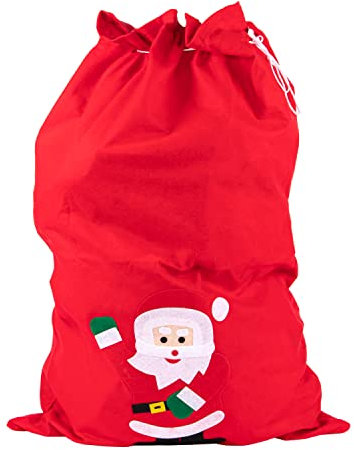 Idena 8580196 - Weihnachtsmann-Sack mit Motiv, rot, 90 x 60 cm, Filz, Geschenk