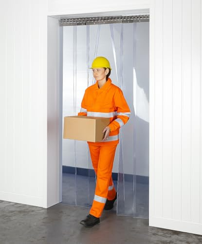 Kit per tende a strisce in PVC, ideale per ingressi riservati al personale/refrigeratori, Clear, 1m x 2.5m