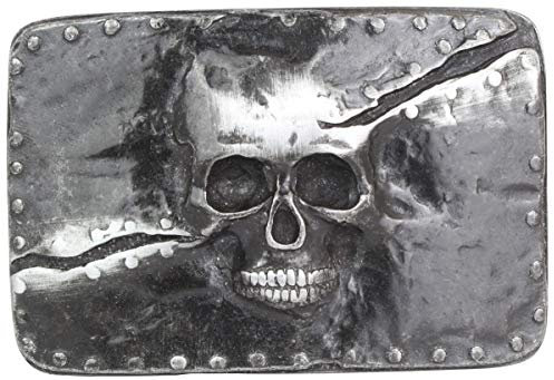 Brazil Lederwaren Gürtelschnalle Split Skull 4,0 cm | Buckle Wechselschließe Gürtelschließe 40mm Massiv | Wechselgürtel bis 4cm | Silber