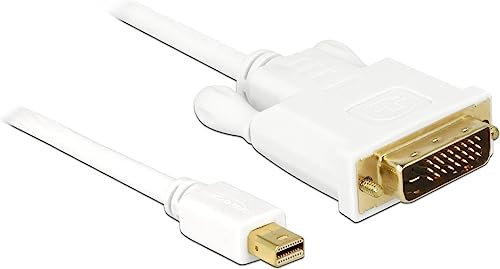 DeLock 83986 0.5m Mini DisplayPort DVI-D Blanco - Adaptador de cable de vídeo (0,5 m, Mini DisplayPort, DVI-D, Macho, Masculino, Oro)