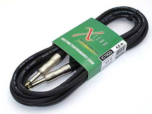 X-LEAD IC70GD045BK serie GOLD, cavo per strumenti professionale, per Chitarra/Basso/Tastiere - Jack to Jack - connettori originali INCO - (4,5 m, nero) - MADE IN ITALY by INCO