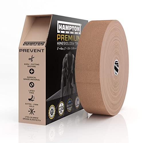 Hampton Adams | As Seen on Shark Tank | Elastic Kinesiology Tape (Bulk Roll) | 135ft Uncut | Supports & Protects Muscle Wrist Knee Shoulder Back Plantar Fasciitis | Waterproof Hypoallergenic (Beige)