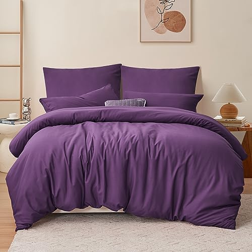 RUIKASI Bettwäsche 200x200 Lila 3teilig - Mikrofaser Bettwäsche-Sets OEKO-TEX, Bettbezüge 200 x 200cm + 2 Kissenbezüge 80x80cm mit Reißverschluss, Weich und Bügelfrei