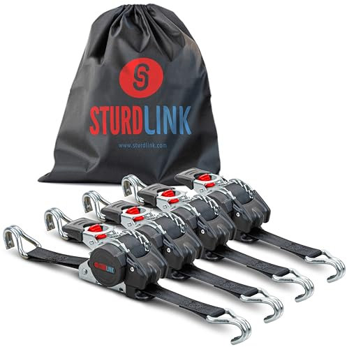 Automatik Spanngurte 3m 25mm mit J Haken 300kg/600kg x4 | Zurrgurte mit Ratsche und Automatischer Spanngurtaufroller/Spanngurtwickler | Spanngurt Selbstaufrollend für Ladungssicherung | EN 12195-2