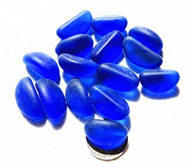 Molinter Kieselsteine Dekosteine Dekogranulat Kies Flußkies Gerundet Mini Glas Steine für Garten Aquarium Gehweg Dekoration 1KG (Blau)