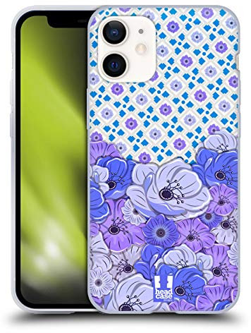 Head Case Designs Lilla Blu Floreale Custodia in Gel [Protezione di Grado Militare] Compatibile con Apple iPhone 12 Mini E Compatibile con MagSafe