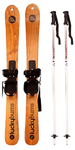 FACAI Tavola Doppia da Sci in Legno con Slitta in Legno Set da Sci Universale per Adulti E Bambini,130suit