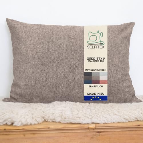 Selfitex Modisches Couchkissen XXL 60x80 cm, Sofakissen mit Füllung und Bezug, kuschelweiches Lesekissen, dekoratives Fernsehkissen, Deko- und Kopfkissen, Rückenkissen (Hellbraun)