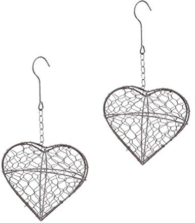 Angoily 2Pcs Innen Hängen Pflanzer Halter Herz Form Sukkulente Blume Topf Korb Rustikalen Eisen Draht Kranz Rahmen Sukkulenten Topf Hängen Wand Anlage Halter Garten