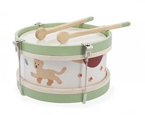 Janod - Meine erste Holztrommel Sunshine - Rollenspielzeug und musikalische Früherziehung - Wasserfarbe - Ab 18 Monaten, J07617