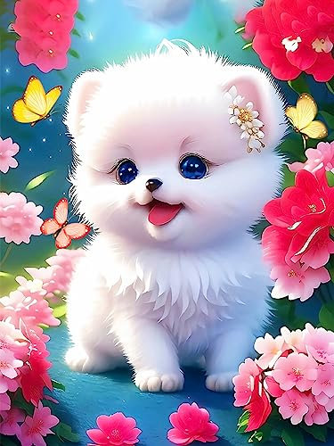 DIY Diamond Painting Niedlich Hund 5D Diamant Painting Bilder Hund Kind Erwachsene Full Diamant Bilder Wall Room Home Decoration (30 * 40cm)
