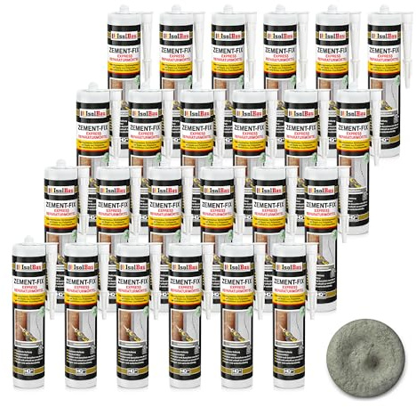 Isolbau Zement-Fix Express Lot de 24 cartouches de mortier de réparation pour joints et fissures Gris ciment 300 ml