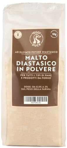 Veggy Duck - Malto Diastasico in Polvere (1Kg) | Elevato Potere Diastasico | Farina di Malto d'Orzo | Ideale per Panificazione
