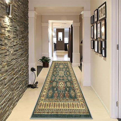 YANHONG Handwebteppich Läufer Teppich 70 x 190 cm Polyester Waschbar und Dauerhaft, Teppich küche Gummisohle Matten mit Anti-Rutsch Unterseite für Küche, Flur & Wohnraum, Blau