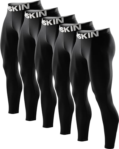 DRSKIN 5 Pack Men’s Compression Pants Quick Dry Tights Leggings Sports Baselayer Running Athletic Workout Gym (Classic B01_5P_M)