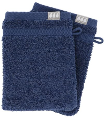 Tendance - Set de 2 Gants de Toilette 15x21 cm 100% Coton - Bleu Marine - Salle de Bain - Linge de Bain