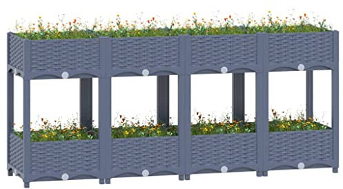 DYRJDJWIDHW blumentopf schwarz,blumentopf groß,blumenkübel,übertopf groß,Hochbeet 160x40x71 cm Polypropylenpflanzkübel,pflanzkübel XXL,blumentopf mit füßen,