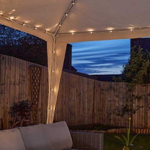 Garden Mile LED Solar Powered Umbrella String Light - Heatproof and Waterproof Garden Parasol Bright LED Fairy Lights for Hanging from Gazebo, Garden Parties and BBQ Party Decoration (Gazebo Lights)