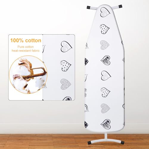 Lvjkes Bügelbrettbezug, Easy Fit Bügeltischbezug, Elastischer Bügeltischbezug, Waschmaschinenfest, Extra großer Bügeltischbezug mit 100% Baumwolle, Liebe, 135 x 56 cm