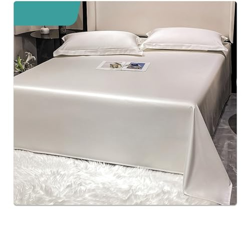 Bettlaken ohne Gummizug Betttuch Haustuch Laken für Bett 90/100/120/135/150/180/200cm langstapelige Baumwolle 100S weiches und atmungsaktives(White,245x265cm+48x74cm x2)