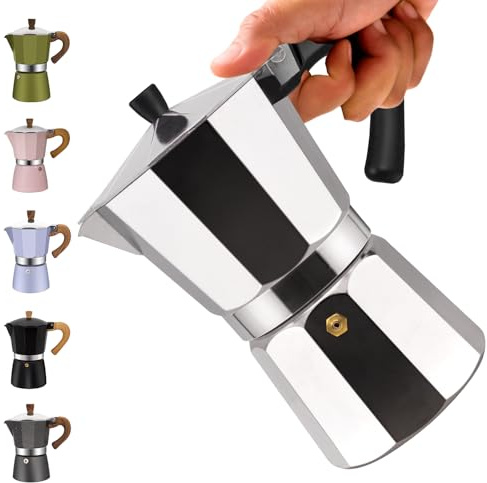 Vaolvpant 9 Cup Aluminum Moka Pot Classic Stovetop Espresso Coffee Maker 450ml 15oz Coffeemaker Percolator Mocha Pot Greca Coffee Maker Cafe Makers for Italian and Cuban Café Brewing Silver