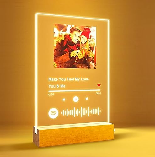 Dr Custom Song Cover Glas Bild mit Foto Acrylglas und QR Code - Personalisierte Geschenke für Frauen im Spotify Musik Cover Design - Personalisiertes Fotogeschenk für Sie und Ihn zum Geburtstag