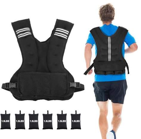 Henkelion Verstellbare Gewichtsweste für Männer und Frauen, Gewichte im Lieferumfang enthalten, 5-9 kg Körpergewichtswesten verstellbar für Laufen, Training, Workout, Joggen, Gehen