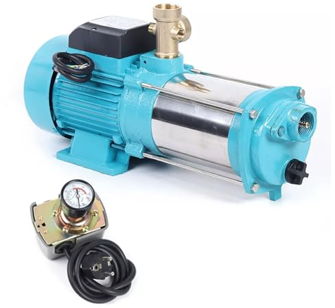 Kreiselpumpe 1300W 4000 L/H 9.8 bar Gartenpumpe mit Integrierter und Druckschalter thermischer Motorschutzschalter Edelstahlwelle