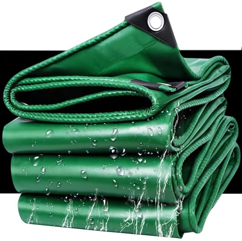 HQQMNY Telone di copertura con occhielli, colore verde, 1,5mx1,5m, impermeabile, 0,4 mm,420g/㎡ in PVC, antistrappo, per camion, piscina, legno, mobili da giardino