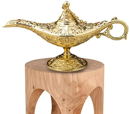 Aladdin Lantern Lampe – dekorative Wunderlampe, goldener Flaschengeist aus Lampentopf, Tischdekoration aus Metalllegierung | Geschenk und Mitbringsel, nur dekorative Geschenke, Weihnachtsgeschen