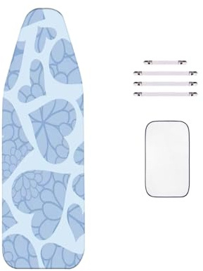 WTAIS Ampia Copertura Dell'Asse da Stiro Doppia, per Una Maggiore Penetrazione del Vapore, con Elegante Motivo a Cuore, Coperture da Stiro con Chiusure Facili da Usare, 160x60cm