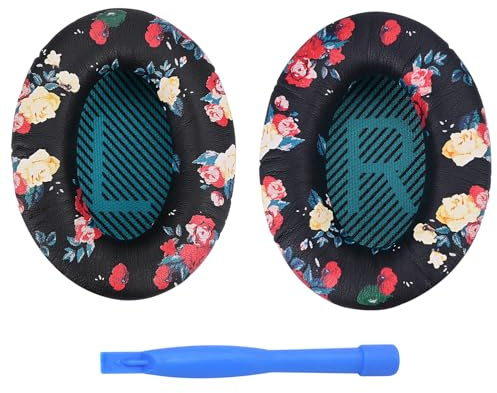 Ersättnings Öronkuddar för Bose QuietComfort 35 (QC35) / Bose Quiet Comfort 35 II (QC35 II) Over-ear Hörlurar från MMOBIEL - Memory Foam och Protein PU Hörlurskuddar - Earpad Cushions – Blommönster