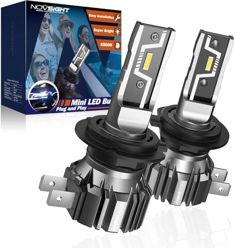 NOVSIGHT Ampoule H7 LED, 14000LM 6500K Blanche Puissante 50W 300% Luminosité H7 Ampoules LED Lampes de Phares Remplacement pour Kit de Conversion Halogène Auto Moto